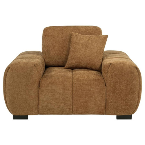 Octavia - Fabric Upholstered Track Arm Accent Chair - Amber