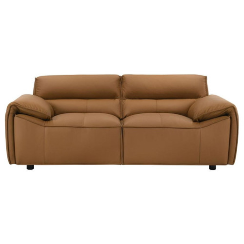 Buxton - Top Grain Leather Upholstered Loveseat - Orange