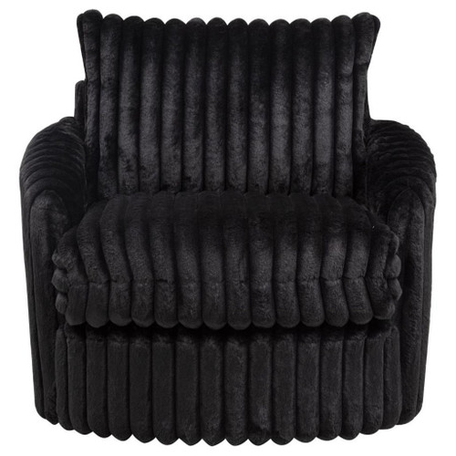 Sarco - Corduroy Upholstered Swivel Accent Arm Chair - Black