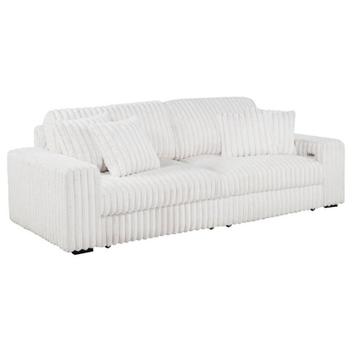Jacana - Corduroy Upholstered Dual Power Chaise Sofa - Ivory