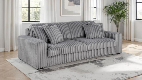 Jacana - Corduroy Upholstered Dual Power Chaise Sofa - Gray