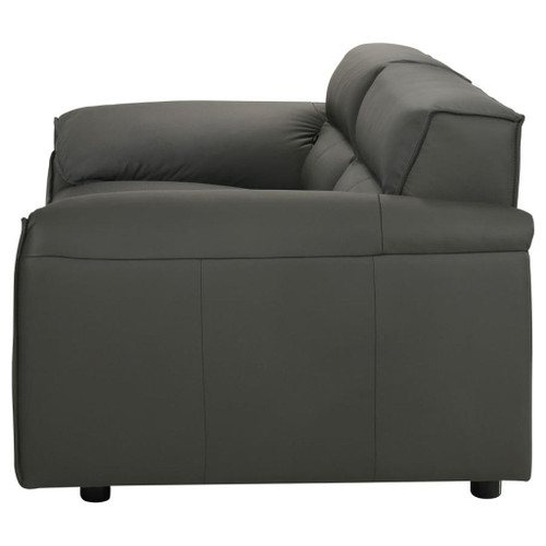 Buxton - Top Grain Leather Upholstered Loveseat - Graphite