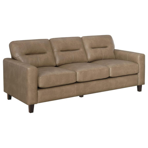 Scotland - Faux Leather Upholstered Track Arm Sofa - Brown