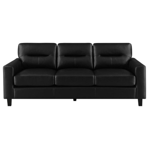 Scotland - Faux Leather Upholstered Track Arm Sofa - Black