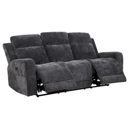Kennett - Chenille Upholstered Power Reclining Sofa - Dark Gray