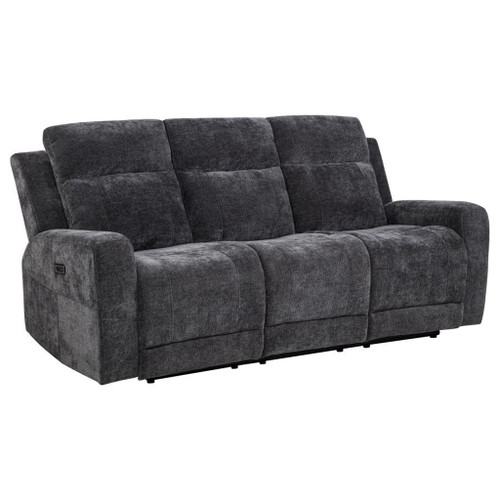 Kennett - Chenille Upholstered Power Reclining Sofa - Dark Gray