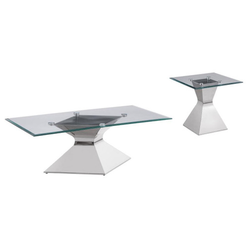 Jenny - 2 Piece Rectangular Coffee And End Table Set - Chrome