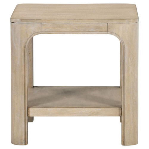Solano - Square Wood Side End Table With Shelf - Weathered Mango