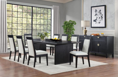 Brookmead - 9-Piece Extension Leaf Dining Table Set - Black / Ivory