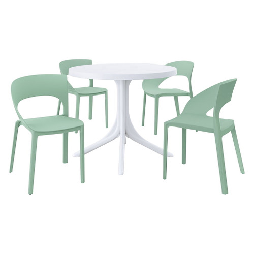 4 Piece Set Of Modern Designed Single Chairs With Round Table
