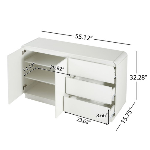 Sideboard, Wide Storage With 2 Doors And 3 Drawers
