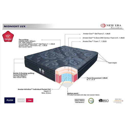 Midnight Lux 15" Plush Hybrid Mattress