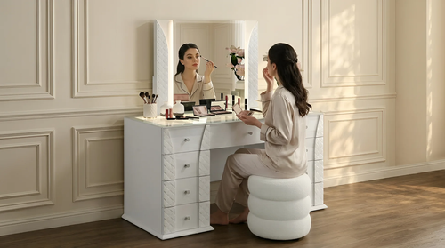 Ivette White Luminous Smart Vanity Set A-V28 by New Era Innovations