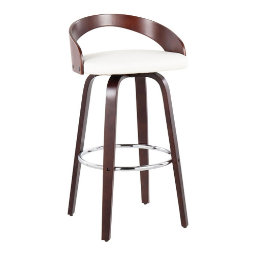 Grotto - Barstool With Swivel (Set of 2) - Cherry With White Faux Leather