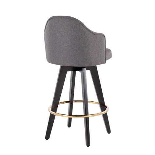 Ahoy - Fixed-Height Counter Stool - Wood Legs And Round Metal Footrest With Fabric Seat (Set of 2)