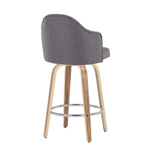 Ahoy - Fixed - Height Counter Stool - Zebra Wood Legs And Round Footrest (Set of 2)