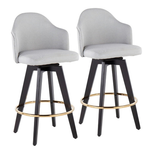Ahoy - Counter Stool - Wood Legs And Round Metal Footrest Fabric Seat (Set of 2)