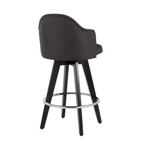 Ahoy - Counter Stool - Wood Legs And Round Metal Footrest Fabric Seat (Set of 2)