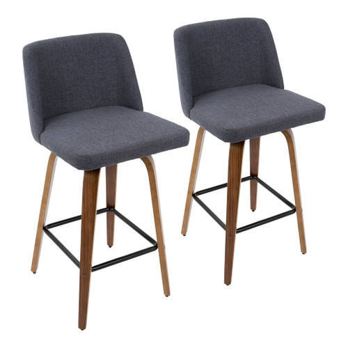 Tintori - Counter Stool (Set of 2) - Walnut Wood And Square Footrest