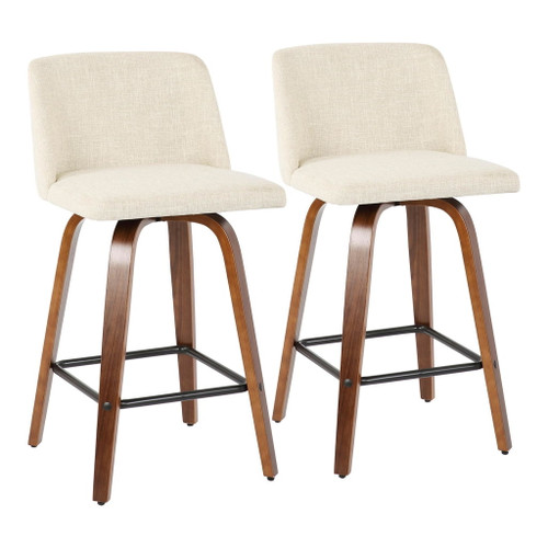 Tintori - Counter Stool (Set of 2) - Walnut Wood And Square Footrest