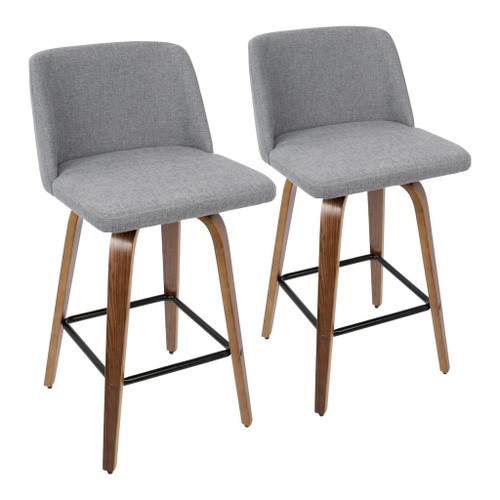 Tintori - Counter Stool (Set of 2) - Walnut Wood And Square Footrest