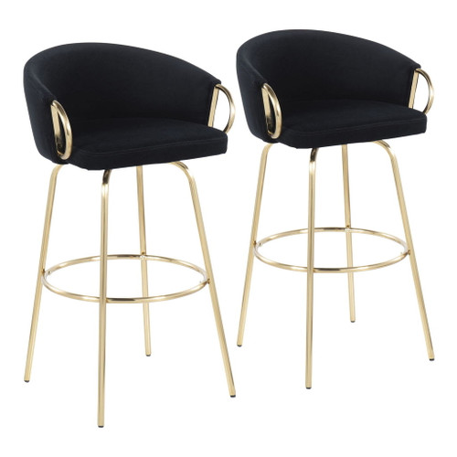 Claire - 30" Fixed-Height Barstool (Set of 2) - Gold Base
