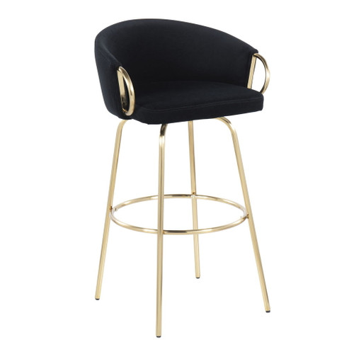 Claire - 30" Fixed-Height Barstool (Set of 2) - Gold Base