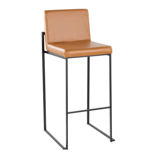 Fuji - High Back Barstool - Black Steel Legs