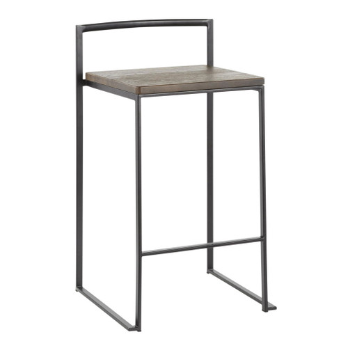 Fuji - Stackable Counter Stool With Cushion - Black Metal