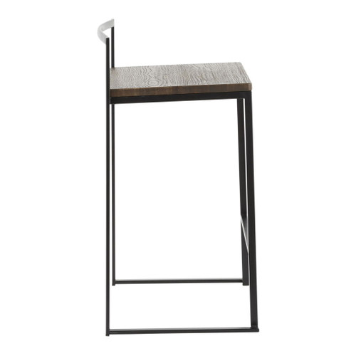 Fuji - Stackable Counter Stool With Cushion - Black Metal