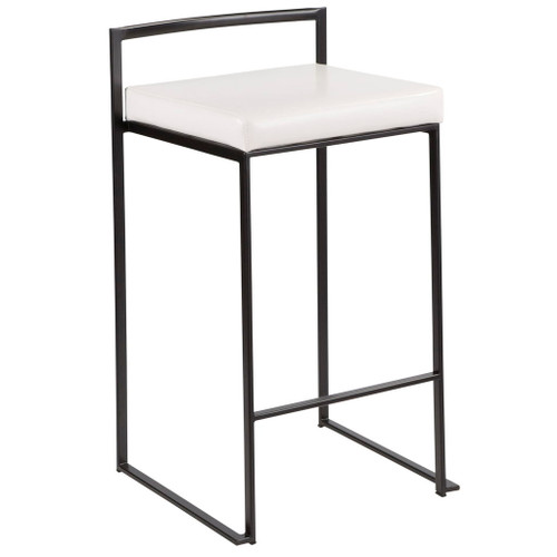 Fuji - Stackable Counter Stool With Cushion - Black Metal