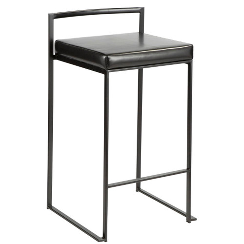 Fuji - Stackable Counter Stool With Cushion - Black Metal
