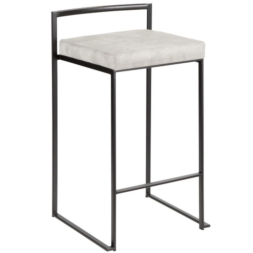 Fuji - Stackable Counter Stool With Cushion - Black Metal
