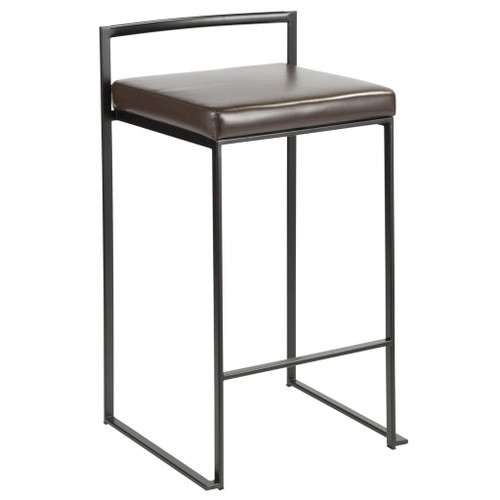 Fuji - Stackable Counter Stool With Cushion - Black Metal