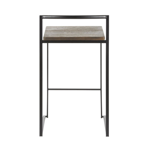 Fuji - Stackable Counter Stool With Cushion - Black Metal