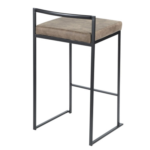 Fuji - Stackable Counter Stool With Cushion - Black Metal