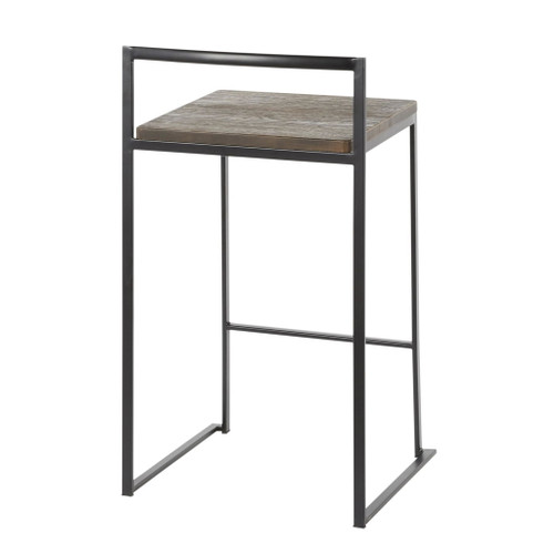 Fuji - Stackable Counter Stool With Cushion - Black Metal