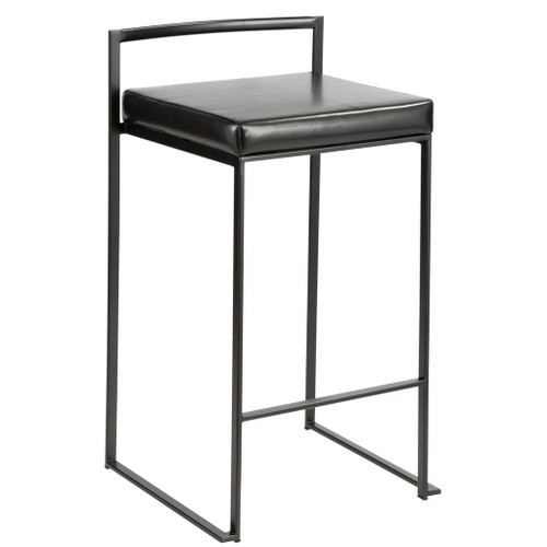 Fuji - Stackable Counter Stool With Cushion - Black Metal