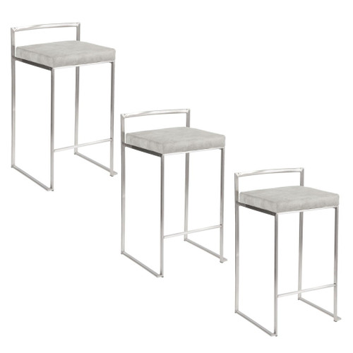 Fuji - Counter Stool Steel With Cushion - Stainless Steel