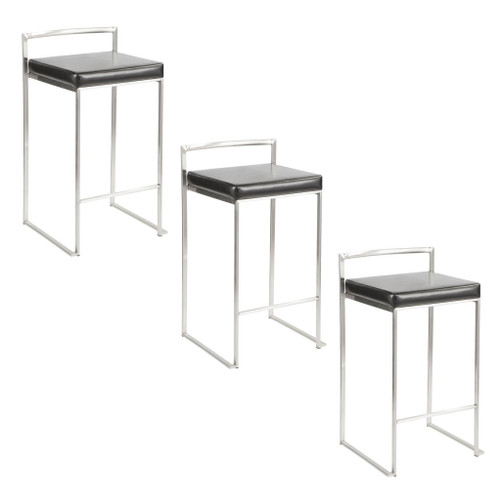 Fuji - Counter Stool Steel With Cushion - Stainless Steel