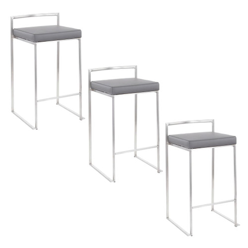 Fuji - Counter Stool Steel With Cushion - Stainless Steel