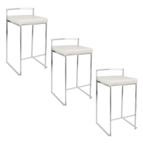 Fuji - Counter Stool Steel With Cushion - Stainless Steel