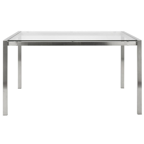 Fuji - Dining Table - Stainless Steel With Clear Glass Top