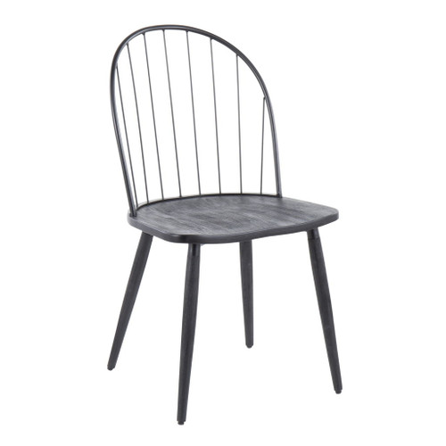Riley - High Back Armless Chair (Set of 2) - Black Metal And Black Wood