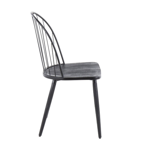 Riley - High Back Armless Chair (Set of 2) - Black Metal And Black Wood