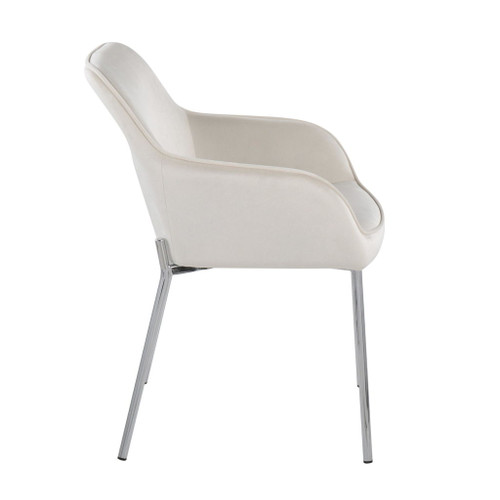 Daniella - Dining Chair (Set of 2) - Chrome Steel And Cream Velvet