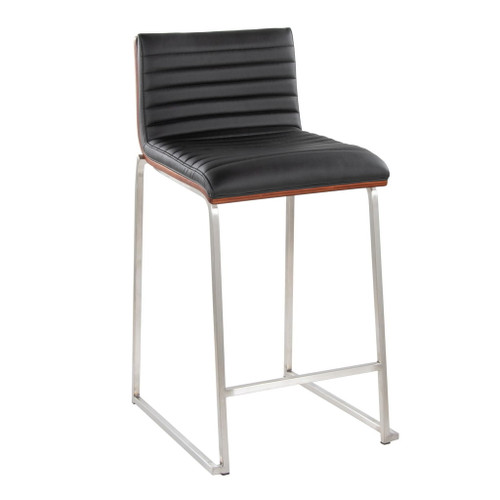 Mara - 26" Fixed-Height Counter Stool (Set of 2) - Walnut And Black