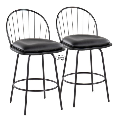 Riley Claire - 26" Fixed-Height Counter Stool (Set of 2) - Black