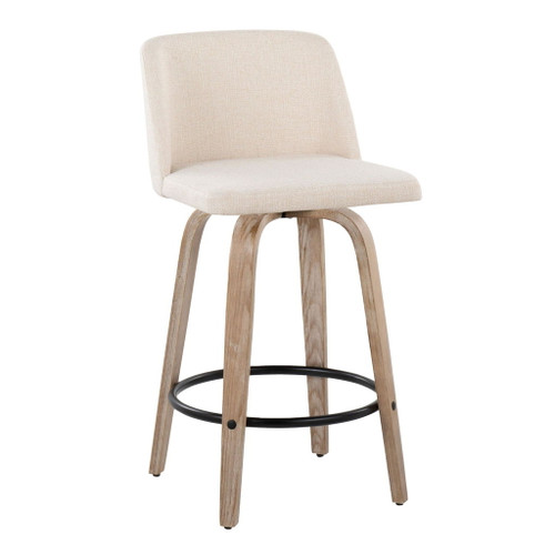Toriano - 26" Fixed-Height Counter Stool (Set of 2) - Cream Noise And Whitewashed