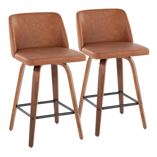 Toriano - 26" Fixed-Height Counter Stool (Set of 2) - Dark Brown